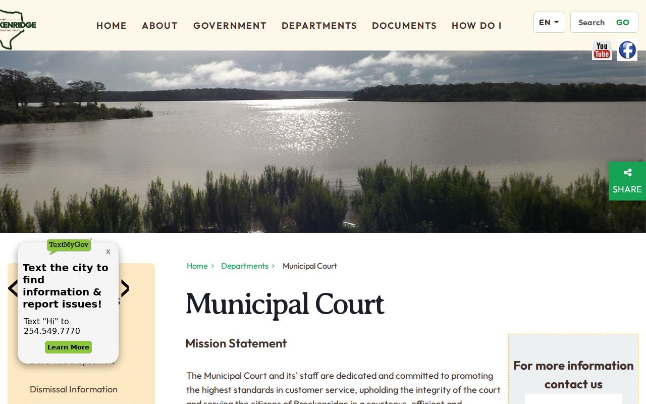 Breckenridge municipal court record lookup and contact page