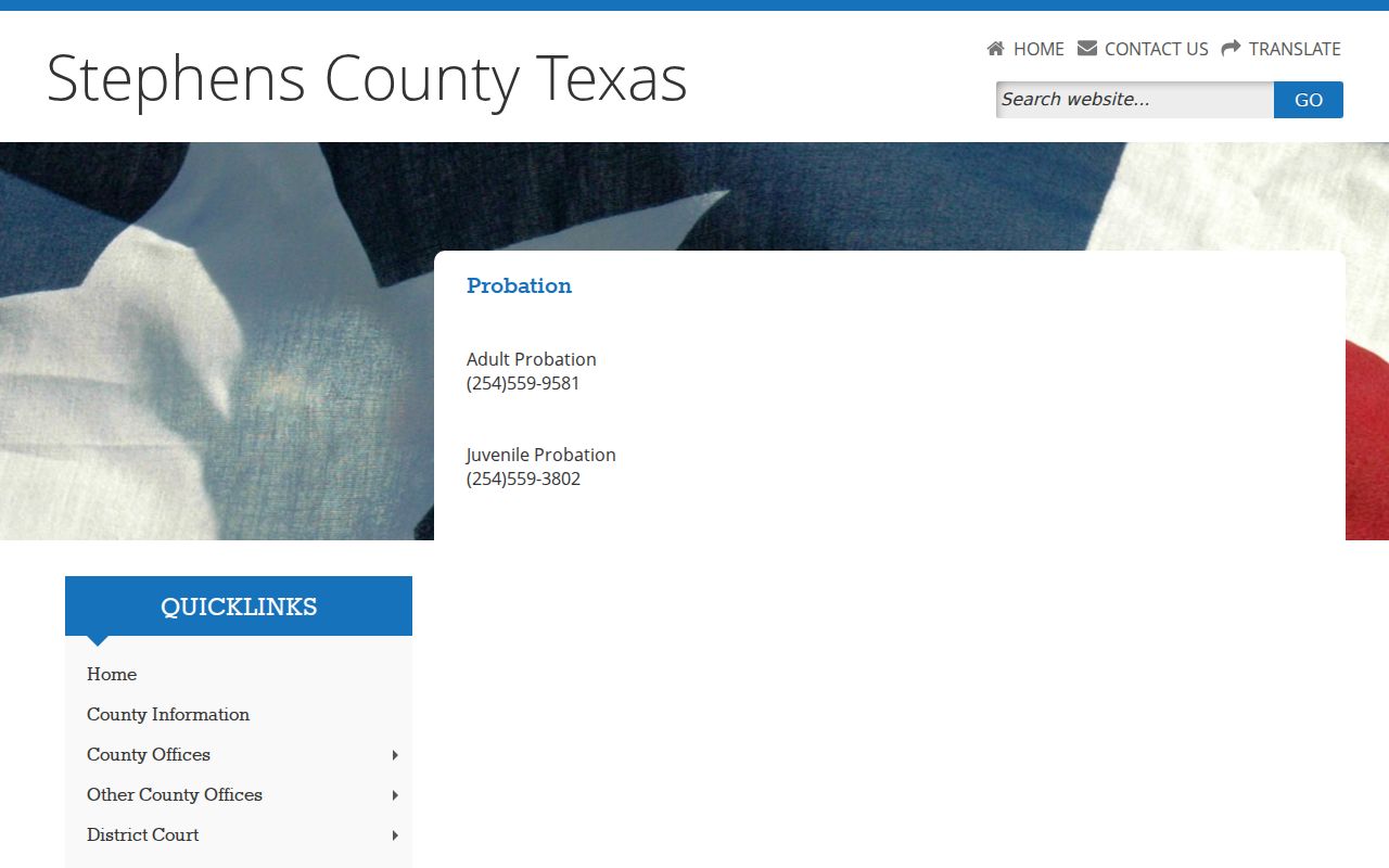 Stephens County criminal history adult probation records page